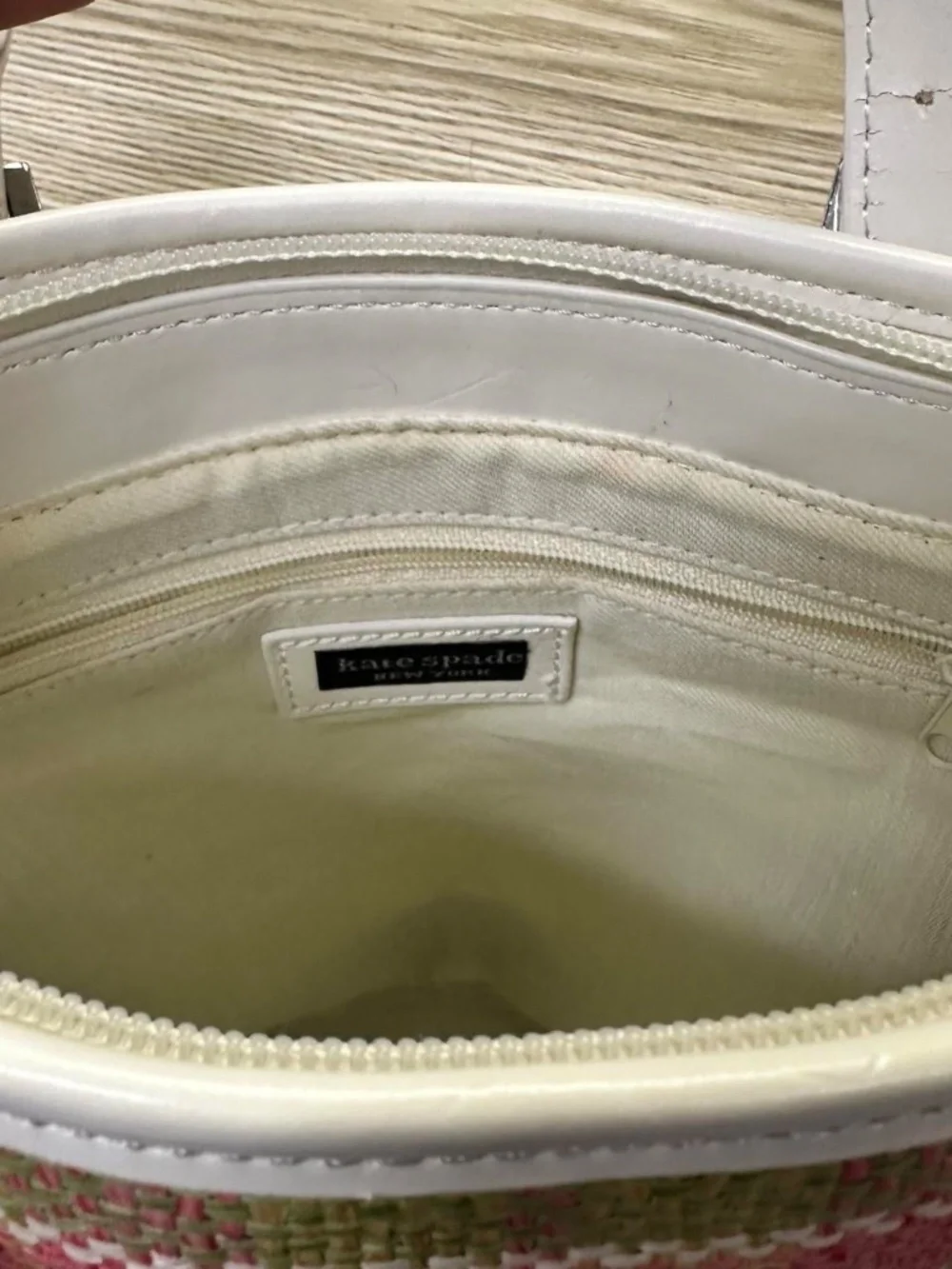 Kate Spade Pink Green Woven Y2K Style Shoulder Tote